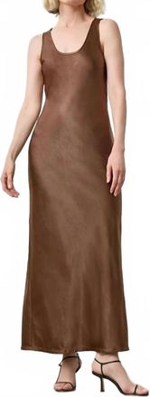 Lilla P Satin Bias Maxi Dress In Chocolate