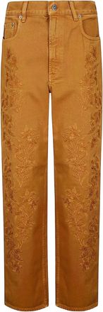 Golden Goose Pantaloni Kim con ricamo a fiori - Marrone