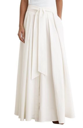 Reiss Simone Cotton Blend Pleated Maxi Skirt in Ivory at Nordstrom, Size 10 Us