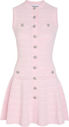 Self Portrait Pointelle Knit Mini Dress - Pink - XS (UK6 / XS)