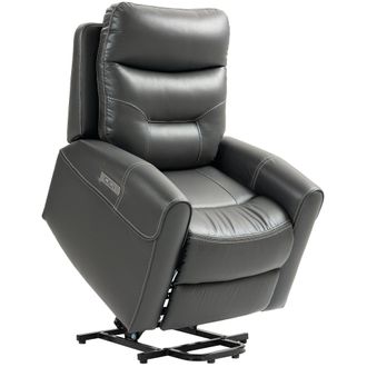 HOMCOM Overstuffed Riser and Reclining Chair with USB Ports - Remote - Charcoal grey | TJ Hughes