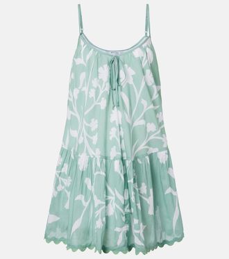 Juliet Dunn Floral scalloped cotton minidress
