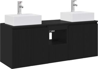 vidaXL Juego De Muebles De Ba&ntilde;o 3 Uds. Negro 49,5 X 41 X 62,5 Cm Vidaxl