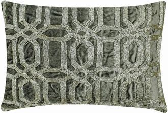 OEM Funda De Almohada Lumbar De Terciopelo Gris De 30 X 45 Cm, Bordado Zardozi, Estampado Geom&eacute;trico, Estilo Moderno - Celebraci&oacute;n