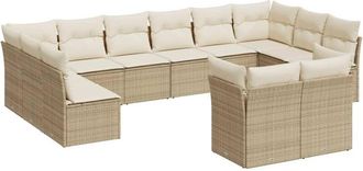 vidaXL Set De Sof&aacute;s De Jard&iacute;n 12 Pzas Y Cojines Rat&aacute;n Sint&eacute;tico Marr&oacute;n Vidaxl