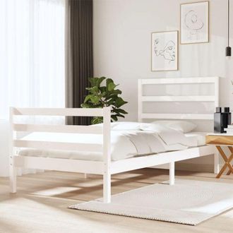 vidaXL Estructura De Cama Madera Maciza De Pino Blanco 90x190 Cm Vidaxl