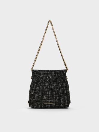 Charles & Keith Duo Tweed Chain-Handle Two-Way Backpack
