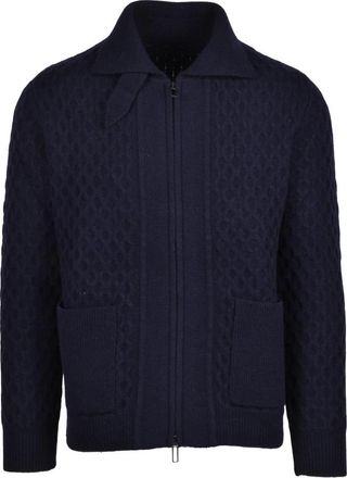 Paolo Pecora Cardigan met rits - Heren - Vesten - Blauw - S - Wol - Truien & Vesten