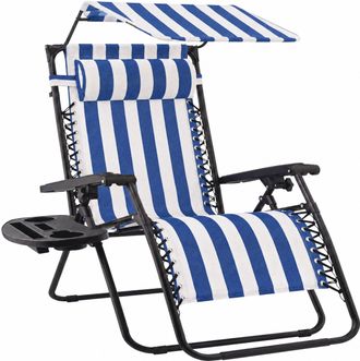 Best Choice Products 30 Extra Wide Folding Zero Gravity Patio Lounge Chair w/Adjustable Canopy Shade
