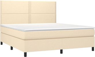 vidaXL Vidaxl - Cama Box Spring Colch&oacute;n Y Luces Led Tela Crema 180x200 Cm