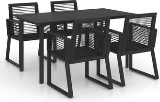 vidaXL Juego De Comedor De Jard&iacute;n 5 Piezas Rat&aacute;n Pvc Negro Vidaxl