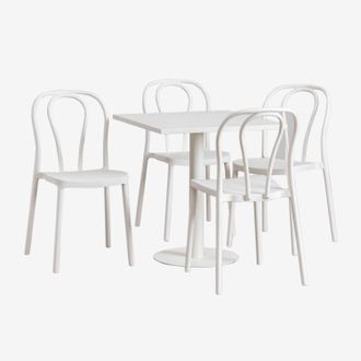 Sklum Sklum - Set De Mesa Cuadrada 70x70 Cm Y 4 Sillas De Jard&iacute;n Mizzi