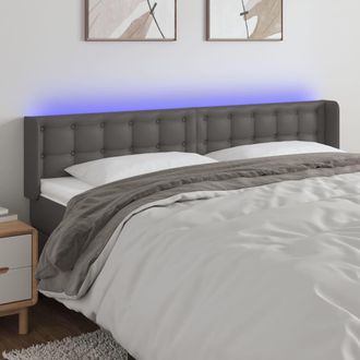 vidaXL Cabecero Con Led Cuero Sint&eacute;tico Gris 163x16x78/88 Cm Vidaxl