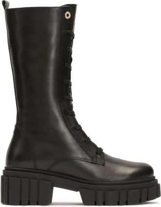 Kazar Hoge leren laarzen met een dikke zool. Dit product valt groot uit. - Dames - Hoge Laarzen - Zwart - 40 EU - Leer - Schoenen