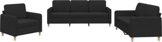 vidaXL Vidaxl - Juego De Sof&aacute;s Con Cojines 3 Piezas Tela Negro