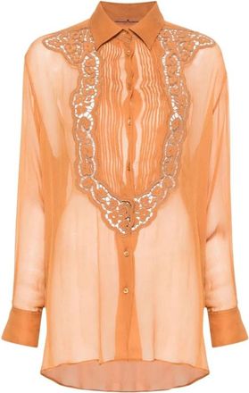 Ermanno Scervino Casual Shirt met uniek design - Dames - Overhemden - Bruin - 2XS - Overhemden