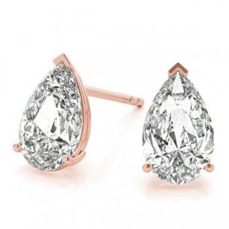 Allurez 1.50ct Pear-Cut Diamond Stud Earrings 14kt Rose Gold (G-H, VS2-SI1)