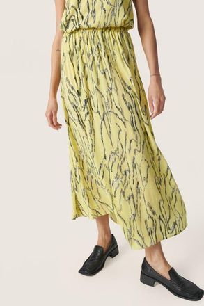 Soaked In Luxury Zaya Elastic Waist Maxi Skirt in Endive Traces at Nordstrom, Size X-Large
