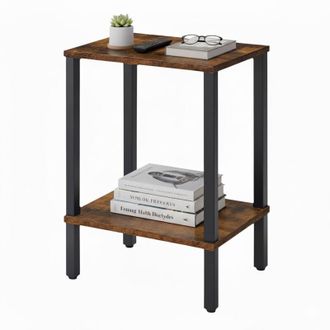 Relaxdays Relaxdays side table, 2 shelves, industrial design, HxWxD: 55x38x30 cm, living room, rectangular, brown/black