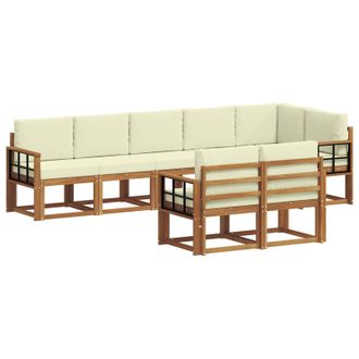 vidaXL Conjunto De Sof&aacute;s De Exterior Con Coj&iacute;n 8 Pcs Natural Y Crema Vidaxl