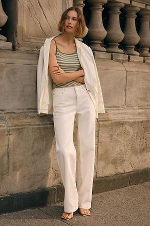 Mother Kick It Flood High-Rise Straight-Leg Jeans