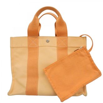 Herm&egrave;s Orange Canvas Tote Bag (Pre-Owned)