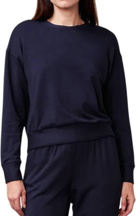 Stateside Softest Fleece Crewneck Pullover Sweatshirt In Navy