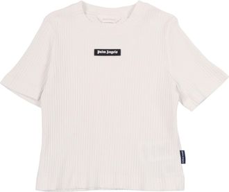 Palm Angels Geripptes Baby-T-Shirt mit Palm Angels-Logo S/S M&auml;dchen