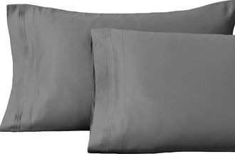 Superior Solid Marrow Stitch 1,500 Thread Count Cotton Sateen Set of 2 Pillowcases in Grey at Nordstrom Rack, Size Standard