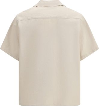 Valentino Mens Signature Vlogo Bowling Shirt Avorio Cotton