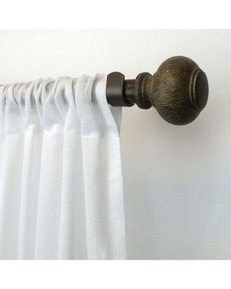 Elrene Rhinebeck Rustic Faux Wood 1In Window Drapery Single Curtain Rod