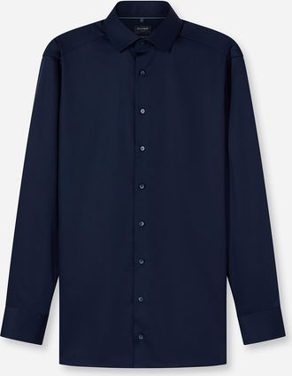 Olymp Langarmhemd OLYMP Luxor modern fit, Herren, Gr. 39, N-Gr, kobalt, Web, Obermaterial: 100% Baumwolle, 2-Knopf-Manschette, Hemden Langarmhemd, unifarben