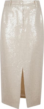 Kiton Womens Sequin-Embellished Slit Midi Skirt Ss26 W