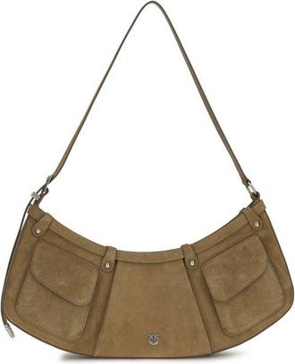 Pinko Beige Calf Leather Bos Taurus Shoulder Womens Bag