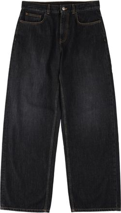 Palm Angels Curved Logo Loose-Fit Dark Wash Jeans