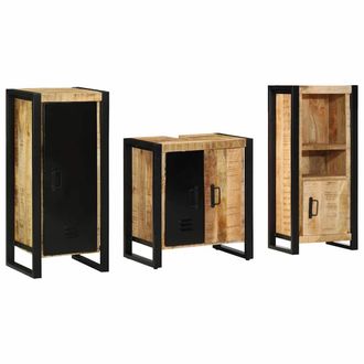 vidaXL Juego De Muebles De Ba&ntilde;o 3 Uds. Marr&oacute;n Y Negro 40 X 35 X 90 Cm Vidaxl