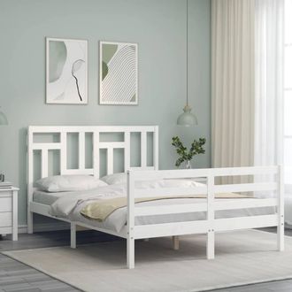 Berkfield Home Beautiful Bed Frame with Headboard White 140x200 cm Solid Wood