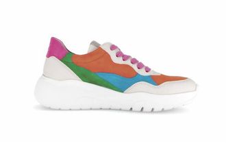 Gabor Womens Lace-Up Sneaker In Multi-Combination Cream