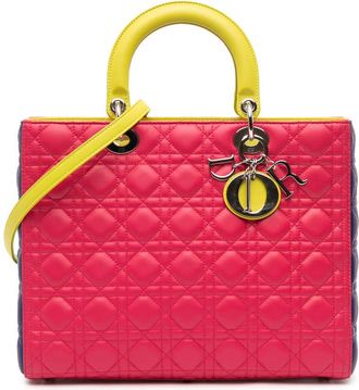 Dior Pre-owned Dior Large Tricolor Lambskin Cannage Lady Dior 16-BO-1103