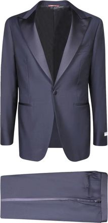 Canali Enkelrijig wollen pak met gekerfde revers - Heren - Business pakken - Blauw - 3XL - Wol - Kostuums