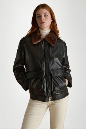 FURNIQ Alma Leather Jacket in Black at Nordstrom, Size X-Large