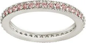 Sterling Forever Cubic Zirconia Pav&eacute; Thin Band Ring in Silver/pink at Nordstrom, Size 10