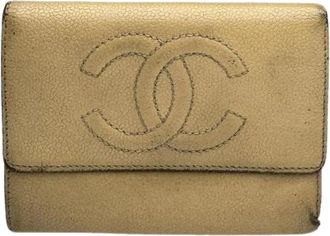 Chanel Pre-owned Leren Portemonnee - Dames - Vintage Accessoires - Beige - ONE Size - Leer - Vintage