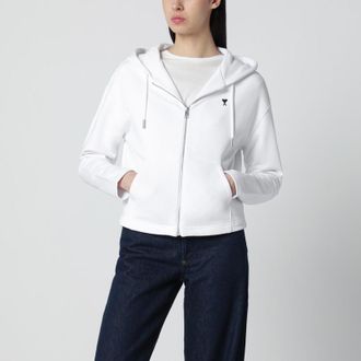 Ami White Ami De Coeur zip-up hoodie