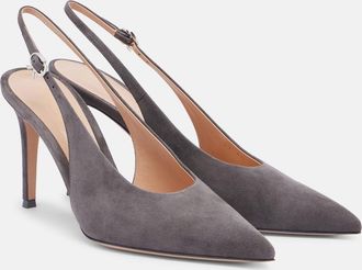Gianvito Rossi Robbie 85 suede slingback pumps
