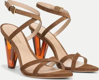 Veronica Beard Womens Lanaya Suede Ankle Wrap Heel In Chestnut