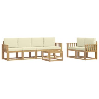 vidaXL Conjunto De Sof&aacute;s De Exterior Con Coj&iacute;n 7 Pcs Blanco Y Crema Vidaxl