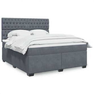 vidaXL Cama Box Spring Con Colch&oacute;n Terciopelo Gris Oscuro 180x200 Cm Vidaxl