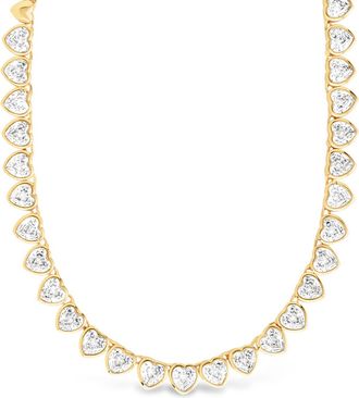 Sterling Forever Stephanie Heart CZ Tennis Necklace