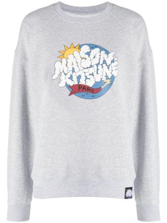 Maison Kitsun&eacute; logo-print cotton sweatshirt - women - Cotton - M - Grey